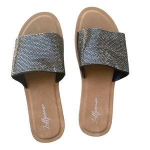 Sparkly Black Rhinestone Slides